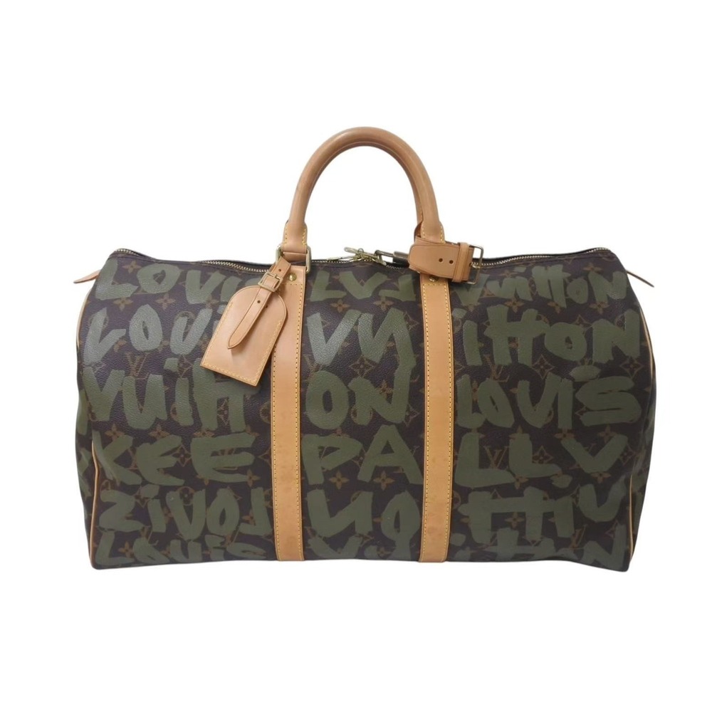 Louis Vuitton Keepall brown Khaki Green Monogram Graffiti - Picture 2 of 9